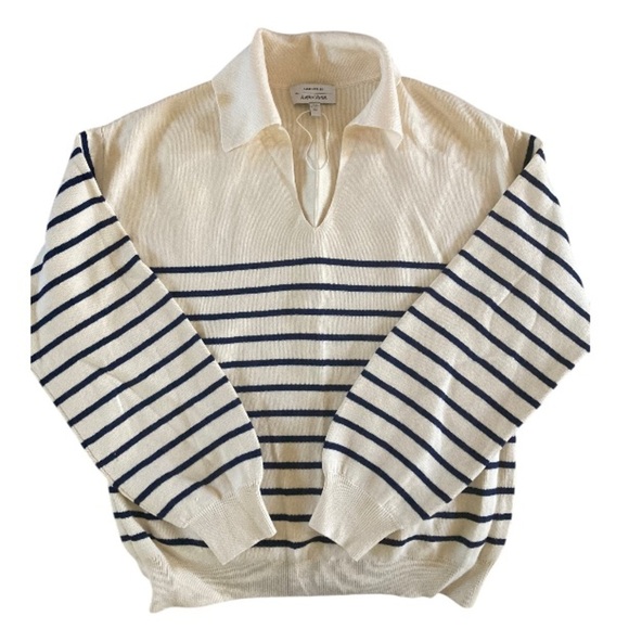 Paris Atelier & Other Stories Relaxed Collar Sweater NWOT Intarsia Knit Stripe - Picture 4 of 10